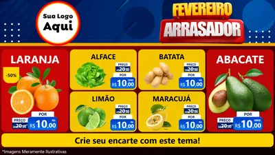 Modelo de TV para TV Horizontal com o tema Fevereiro Arrasador para Hortifrúti