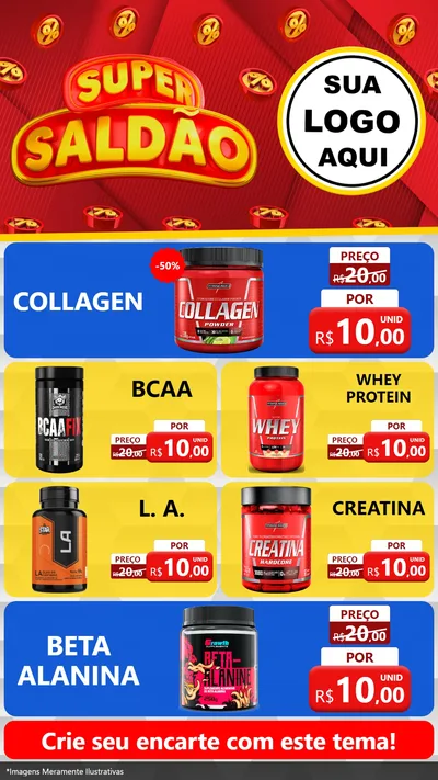 Modelo de TV para TV Vertical com o tema Super Saldão para Suplementos alimentares