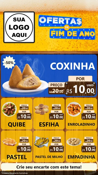 Modelo de Rede Social para Stories com o tema Ofertas de Fim de Ano para Salgadaria