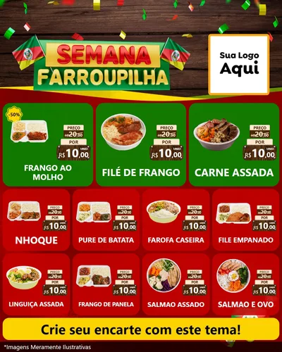 Modelo de Rede Social para Feed Instagram com o tema Semana Farroupilha para Restaurante