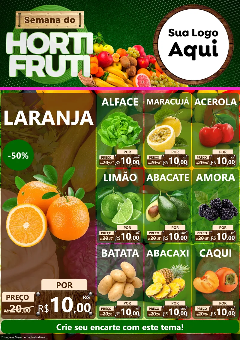 Modelo de Encarte para Encarte A4 Vertical com o tema Semana do Hortifrúti para Hortifrúti
