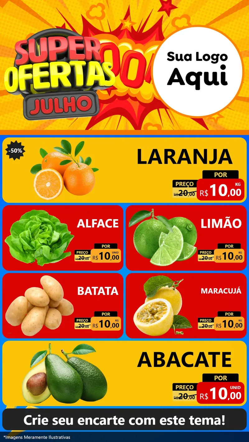 Modelo de TV para TV Vertical com o tema Super Ofertas Julho para Hortifrúti