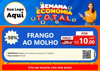 Modelo de Cartaz para Cartaz A4 Horizontal com o tema Semana Economia Total para Restaurante