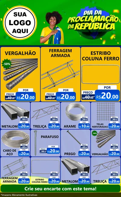 Modelo de Encarte para Encarte Grande com o tema Dia Da Proclamação Da República para Ferragens
