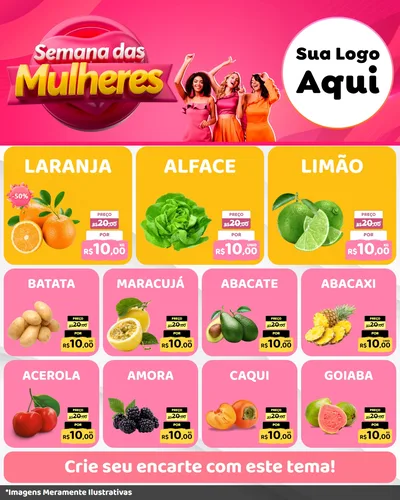 Modelo de Rede Social para Feed Instagram com o tema Semana das Mulheres para Hortifrúti