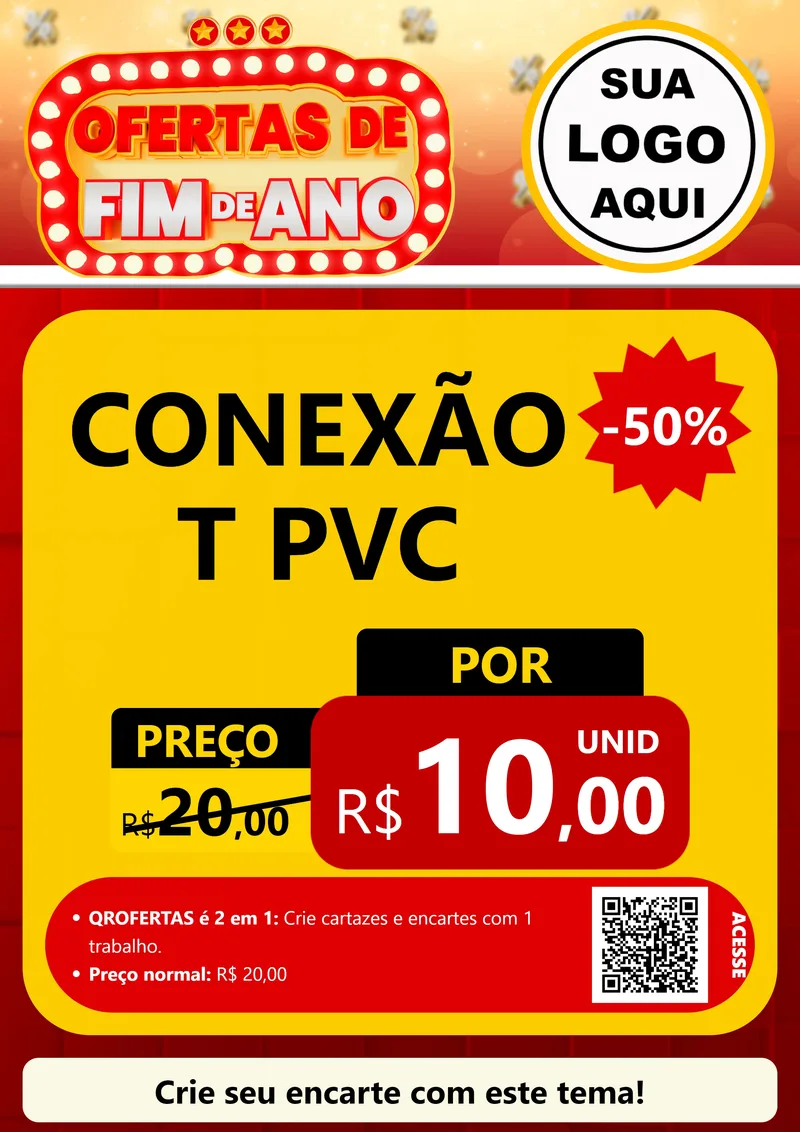 Modelo de Cartaz para Cartaz A4 Vertical com o tema Ofertas de Fim de Ano para Tubos e conexões