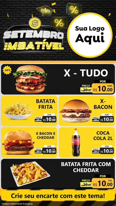 Modelo de TV para TV Vertical com o tema Setembro Imbatível para Hamburgueria