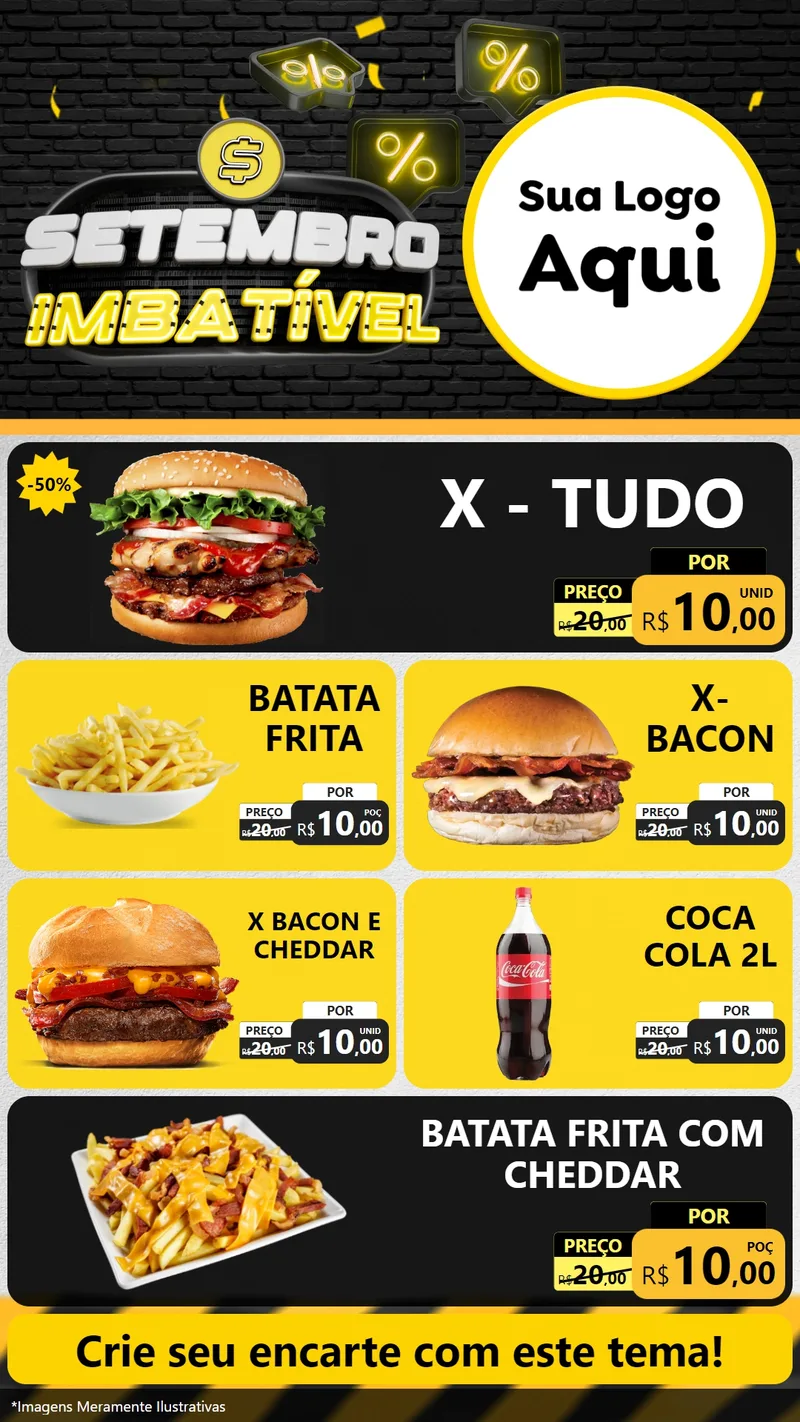 Modelo de TV para TV Vertical com o tema Setembro Imbatível para Hamburgueria