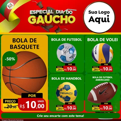 Modelo de Rede Social para Feed Facebook com o tema Especial Dia do Gaúcho para Artigos Esportivos