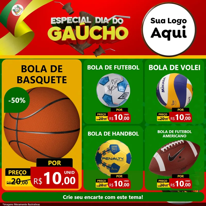 Modelo de Rede Social para Feed Facebook com o tema Especial Dia do Gaúcho para Artigos Esportivos