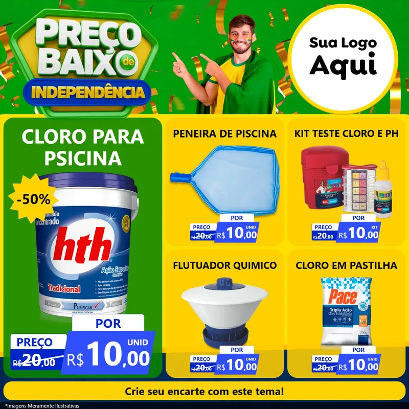 Modelo de Rede Social para Feed Facebook com o tema Preço Baixo de Independência para Produtos para Piscina