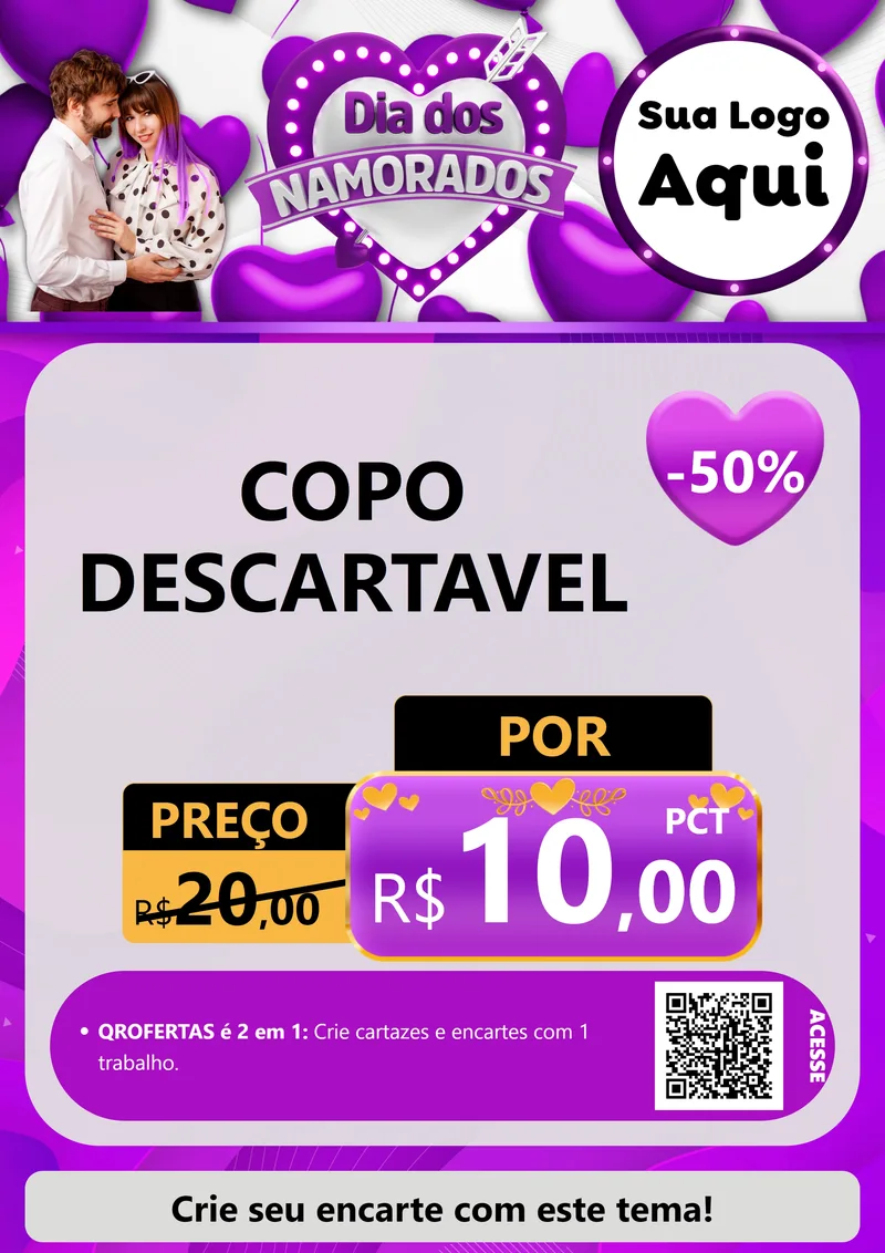 Modelo de Cartaz para Cartaz A4 Vertical com o tema Dia dos Namorados para Embalagens