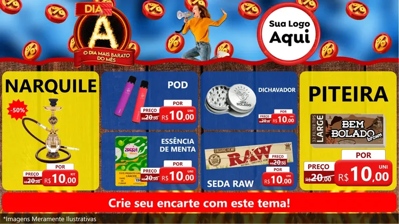 Modelo de TV para TV Horizontal com o tema Dia A - O Dia Mais Barato Do Mês para Tabacaria