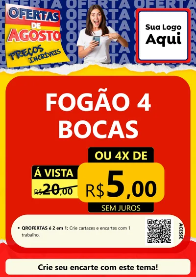Modelo de Cartaz para Cartaz A4 Vertical com o tema Ofertas de Agosto - Preços Incríveis para Móveis e Eletro