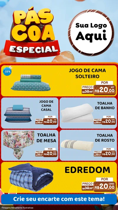 Modelo de TV para TV Vertical com o tema Páscoa Especial para Cama, Mesa e Banho