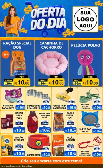 Modelo de Encarte para Encarte Grande com o tema Oferta do Dia para Pet Shop