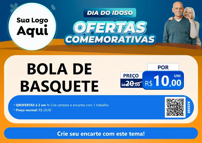 Modelo de Cartaz para Cartaz A4 Horizontal com o tema Dia do Idoso para Artigos Esportivos