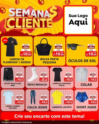 Modelo de Rede Social para Feed Instagram com o tema Semana do Cliente para Roupas e acessórios