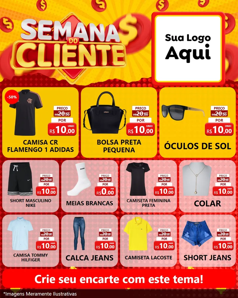 Modelo de Rede Social para Feed Instagram com o tema Semana do Cliente para Roupas e acessórios