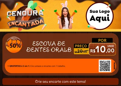 Modelo de Cartaz para Cartaz A4 Horizontal com o tema Cenoura Encantada - Páscoa para Higiene Pessoal