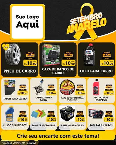 Modelo de Rede Social para Feed Instagram com o tema Setembro Amarelo para Auto peças