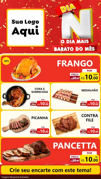 Modelo de TV para TV Vertical com o tema Dia N o Dia Mais Barato do Mês para Assados