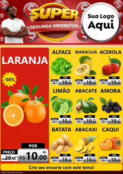 Modelo de Encarte para Encarte A4 Vertical com o tema Super Segunda Imperdível para Hortifrúti