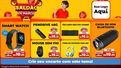 Modelo de TV para TV Horizontal com o tema Saldão de Março para Informática
