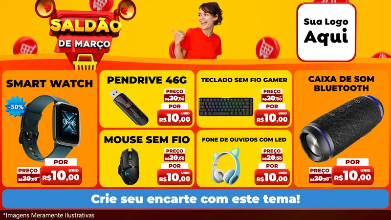 Modelo de TV para TV Horizontal com o tema Saldão de Março para Informática