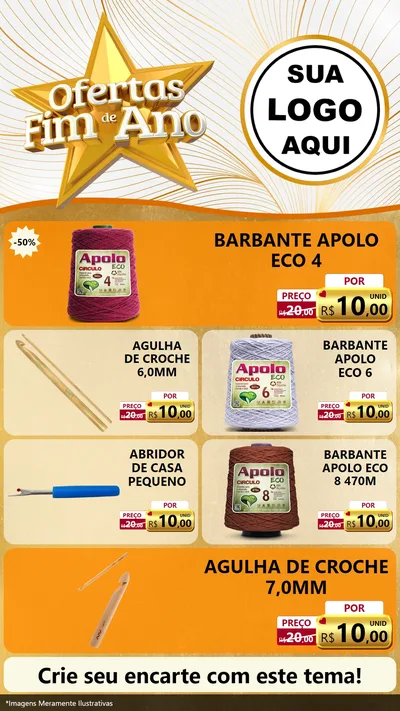 Modelo de TV para TV Vertical com o tema Ofertas Fim de Ano para Armarinho e Aviamentos