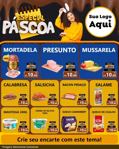 Modelo de Rede Social para Feed Instagram com o tema Especial Páscoa para Frios e Laticínios
