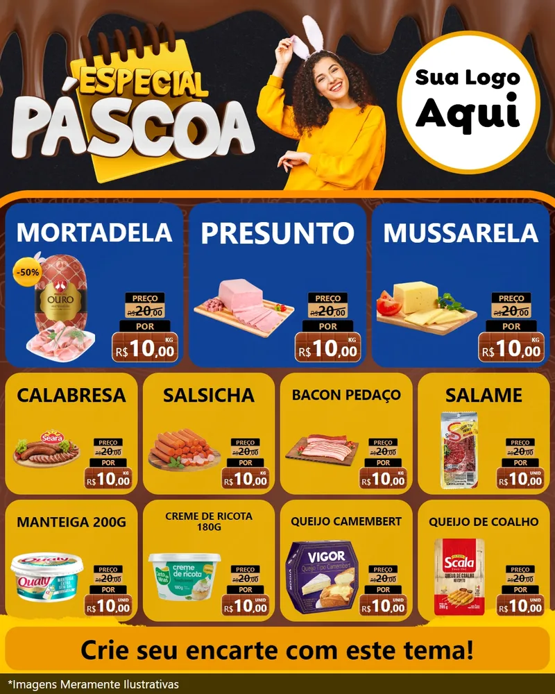 Modelo de Rede Social para Feed Instagram com o tema Especial Páscoa para Frios e Laticínios