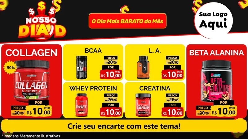 Modelo de TV para TV Horizontal com o tema Nosso Dia D para Suplementos alimentares