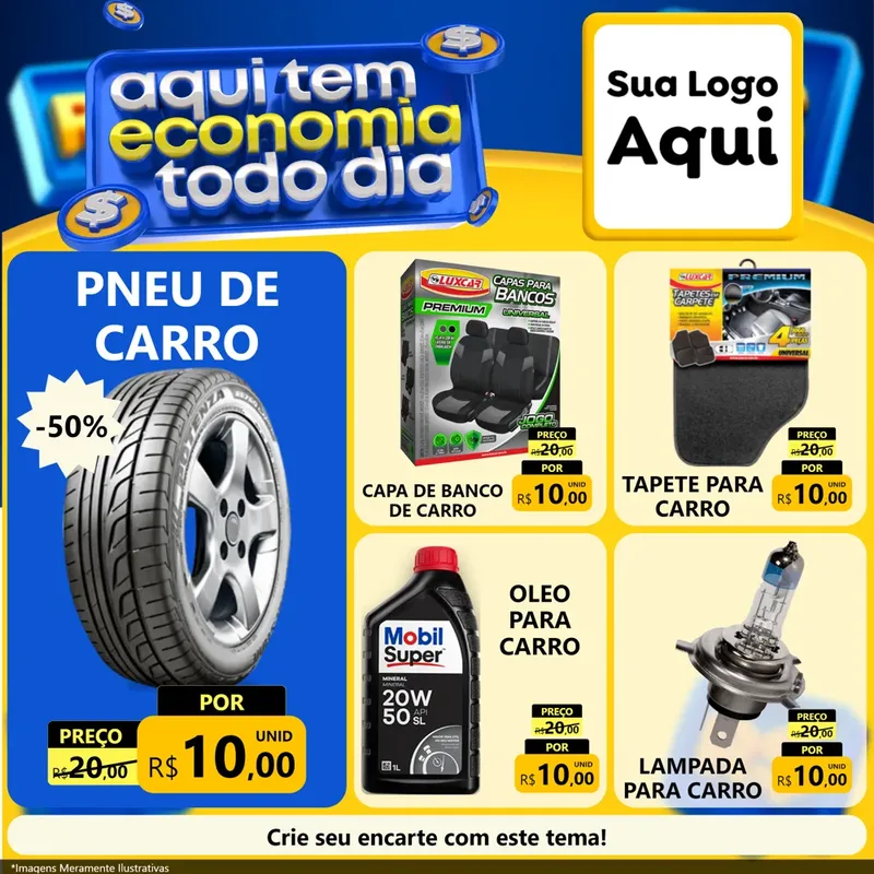 Modelo de Rede Social para Feed Facebook com o tema Aqui Tem Economia Todo Dia para Auto peças