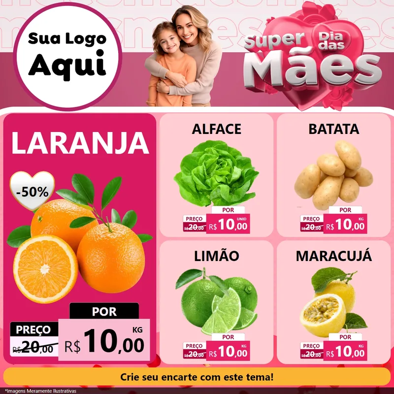 Modelo de Rede Social para Feed Facebook com o tema Super Dia Das Mães para Hortifrúti
