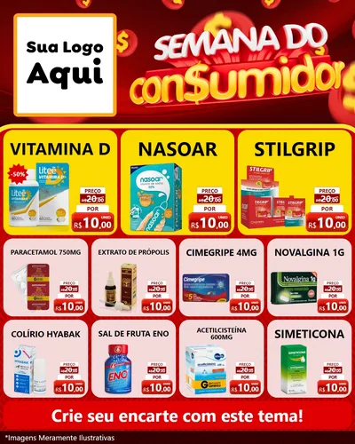 Modelo de Rede Social para Feed Instagram com o tema Semana do Consumidor para Farmácia