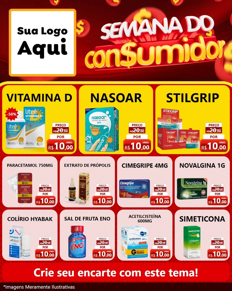Modelo de Rede Social para Feed Instagram com o tema Semana do Consumidor para Farmácia