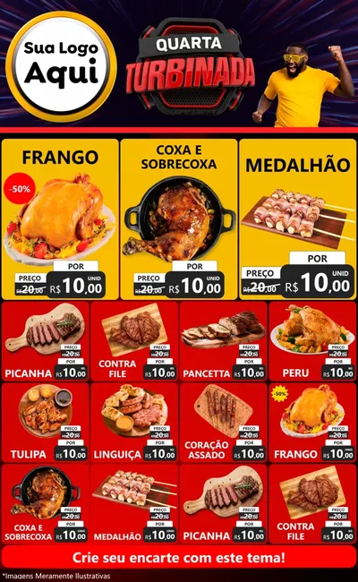 Modelo de Encarte para Encarte Grande com o tema Quarta Turbinada para Assados