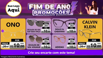 Modelo de TV para TV Horizontal com o tema Fim de Ano Promoções para Óticas