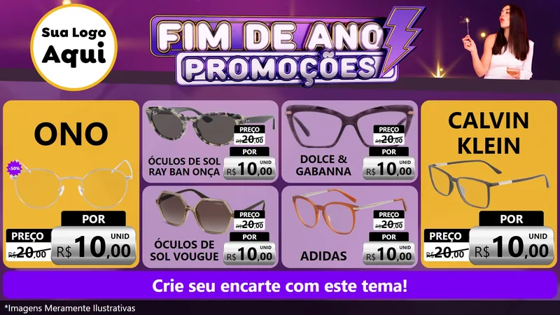 Modelo de TV para TV Horizontal com o tema Fim de Ano Promoções para Óticas