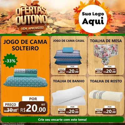 Modelo de Rede Social para Feed Facebook com o tema Ofertas de Outono - Vem, Aproveite! para Cama, Mesa e Banho