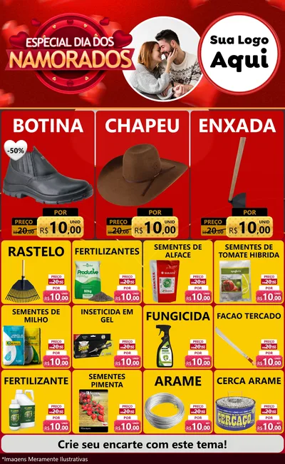 Modelo de Encarte para Encarte Grande com o tema Especial Dia Dos Namorados para Agropecuária