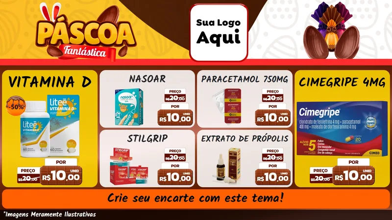 Modelo de TV para TV Horizontal com o tema Páscoa Fantástica para Farmácia