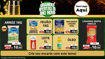 Modelo de TV para TV Horizontal com o tema Grandes Ofertas de Ano Novo para Supermercado