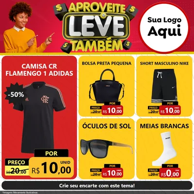 Modelo de Rede Social para Feed Facebook com o tema Aproveite e Leve Também para Roupas e acessórios