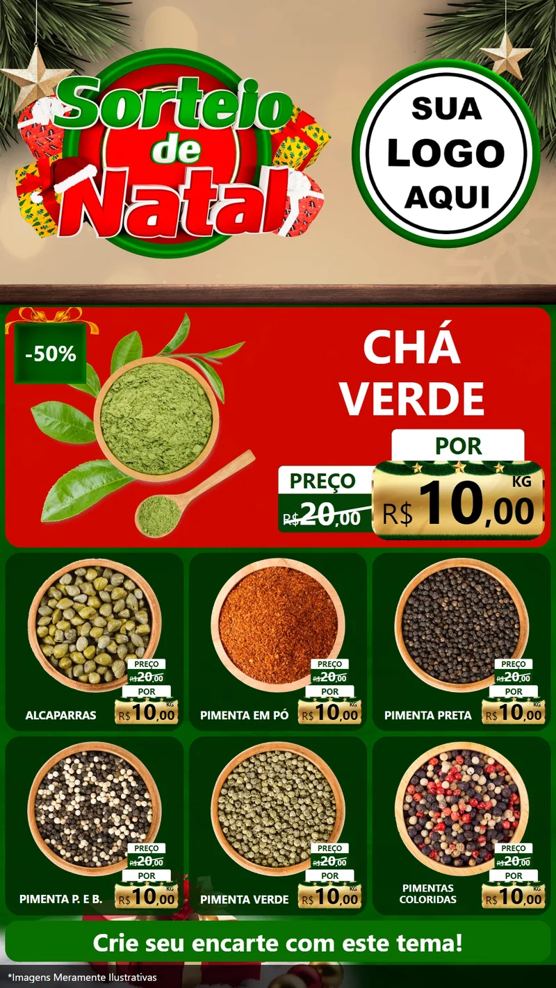 Modelo de Rede Social para Stories com o tema Sorteio de Natal para Produtos Naturais