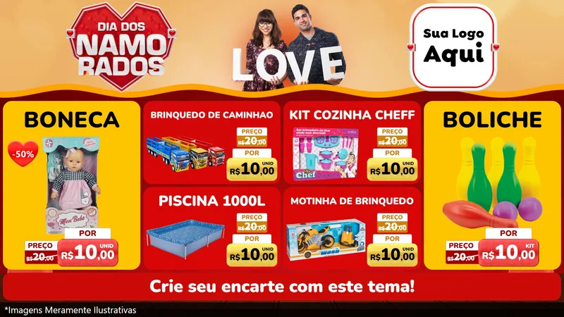 Modelo de TV para TV Horizontal com o tema Dia dos Namorados para Brinquedos