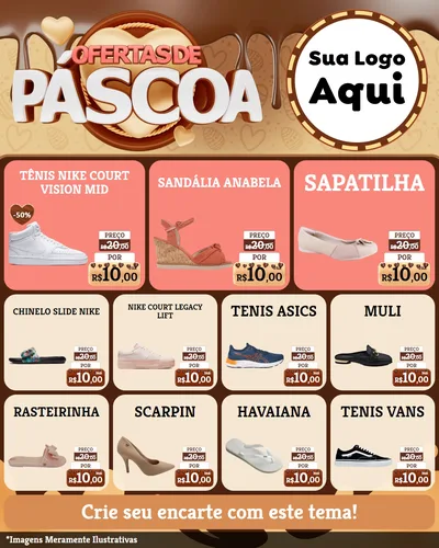 Modelo de Rede Social para Feed Instagram com o tema Ofertas de Páscoa para Calçados