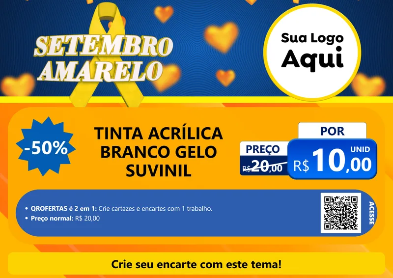 Modelo de Cartaz para Cartaz A4 Horizontal com o tema Setembro Amarelo para Tintas e Ferramentas