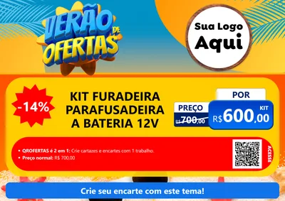 Modelo de Cartaz para Cartaz A4 Horizontal com o tema Verão de Ofertas para Maquinas e Ferramentas